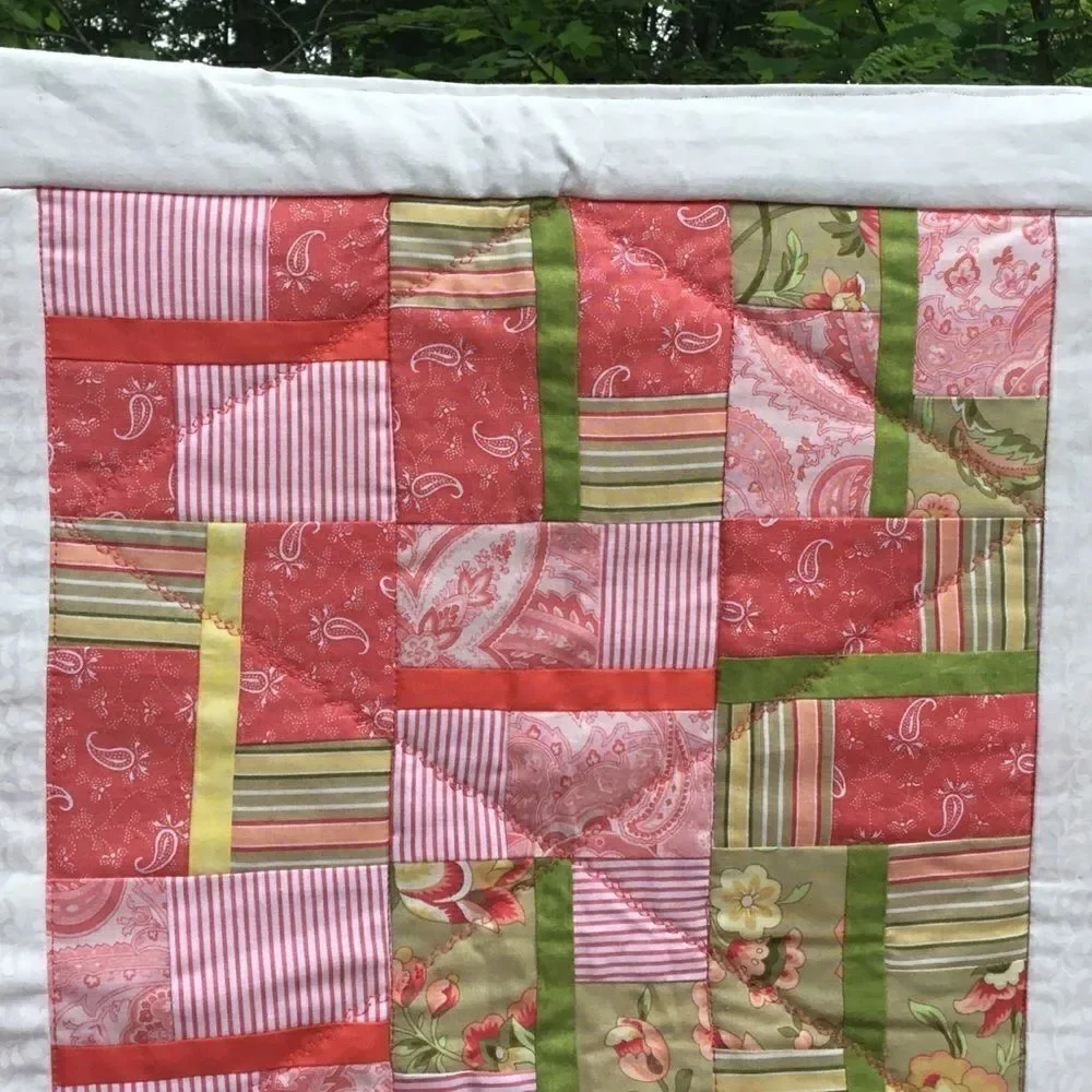 NWT Hand Crafted Orange, Yellow & Greens Quilt